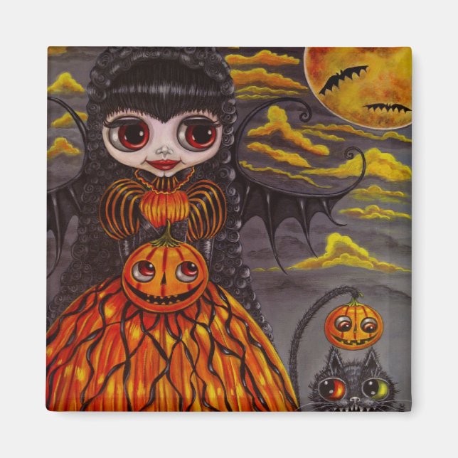 Halloween Kitty Cat Fairy Magnet (Vorne)