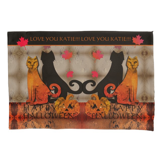 Halloween Kitty Cats Pillowcase Kissenbezug (Vorderseite)