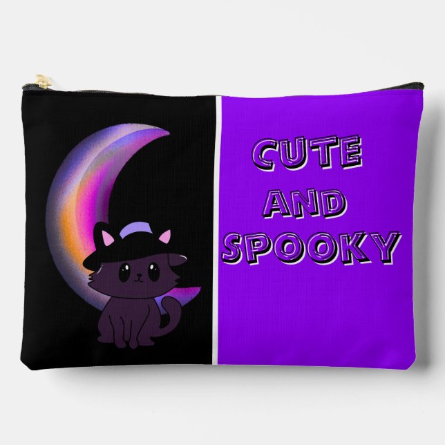 Halloween Kitty & Crescent Moon Niedlich Custom Zubehörtasche (Vorderseite)