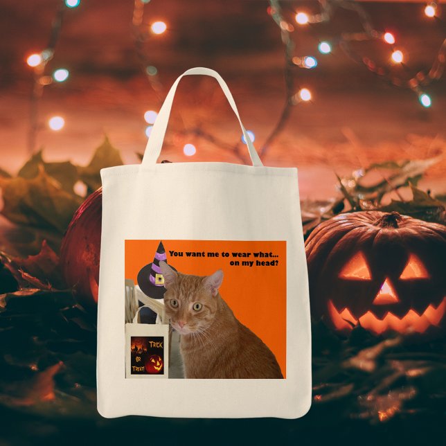 Halloween Kitty Ornage Cat Funny Quote Treaters Tragetasche (Halloween Kitty - Wear What Tote Bag)