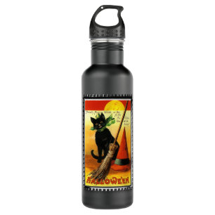 Halloween Kitty Sitting Hexenhut Edelstahlflasche