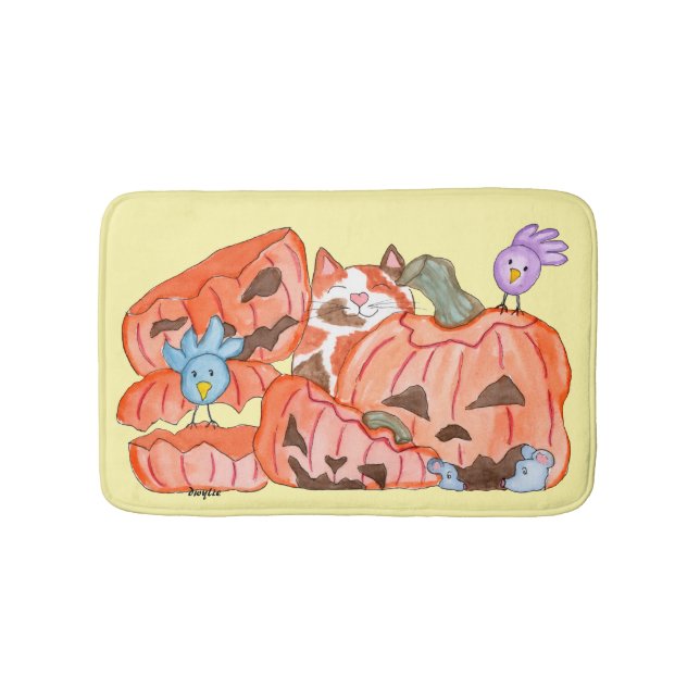 Halloween Kitty & SMashed Pumpkins Badematte (Vorderseite)