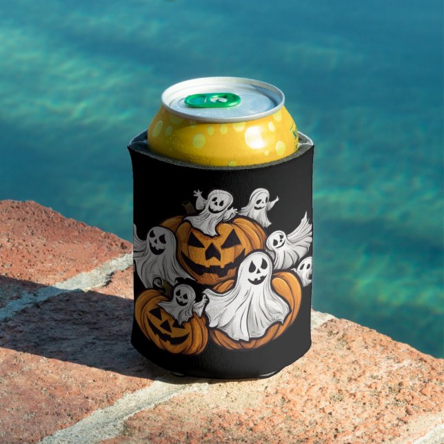 Halloween: Kleine Geister mit Kürbissen -  Dosenkühler (In Situ Pool)