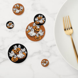 Halloween: Kleine Geister mit Kürbissen - Konfetti