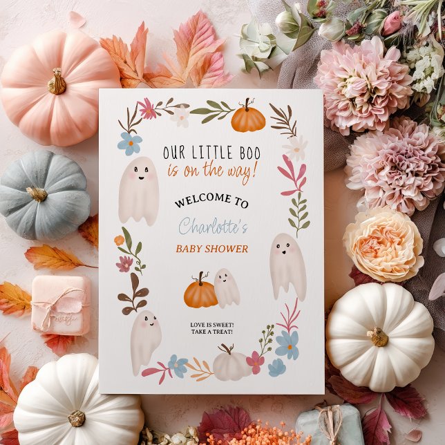 Halloween kleine Gespenster Begrüßungbaby-Dusche Poster (Halloween little boo Ghosts welcome baby shower Poster)