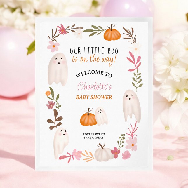 Halloween kleine Gespenster Begrüßungbaby-Dusche Poster (Halloween little boo Ghosts welcome baby shower Poster)