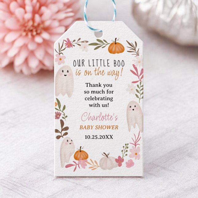 Halloween kleine Gespenster Niedliche Babydusche Geschenkanhänger (Halloween little boo Ghosts Cute baby shower Gift Tags)