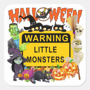 Halloween, Kleine Monster Quadratischer Aufkleber
