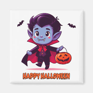 Halloween - Kleiner Vampir und Kürbis Magnet