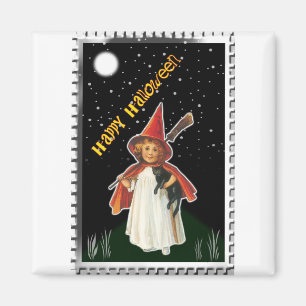 Halloween - Kleines Mädchen mit Broom und schwarze Magnet