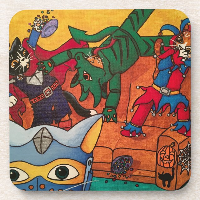 Halloween Knight Costume Cats Untersetzer (Vorderseite)