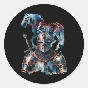 Halloween Knight Horses Ritter Armor Hors Runder Aufkleber