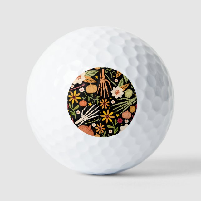 Halloween Knochen, blühendes nahtloses Muster. Golfball (Vorderseite)