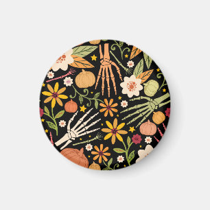 Halloween Knochen, blühendes nahtloses Muster. Magnet