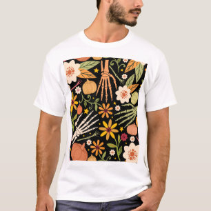 Halloween Knochen, blühendes nahtloses Muster. T-Shirt