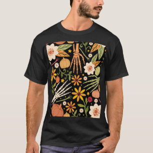 Halloween Knochen, blühendes nahtloses Muster. T-Shirt