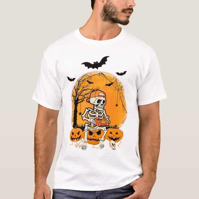 Halloween Knochen-Kürbis T-Shirt (Vorderseite)