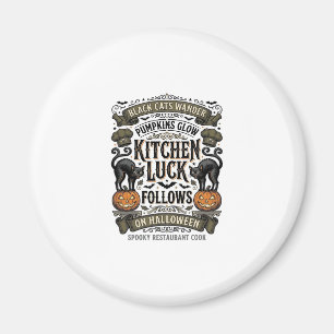 Halloween-Koch-Shirt Vintage Schwarze Katze Kürbis Magnet