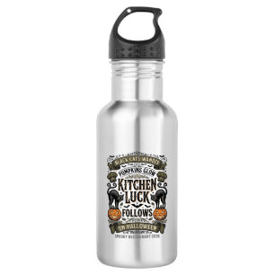 Halloween-Kochen-Shirt Vintage-Schwarze Katze Kürb Edelstahlflasche