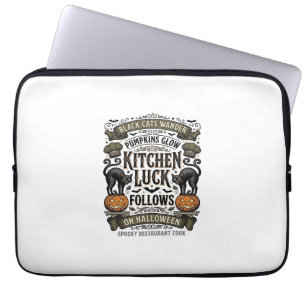 Halloween-Kochen-Shirt Vintage-Schwarze Katze Kürb Laptopschutzhülle