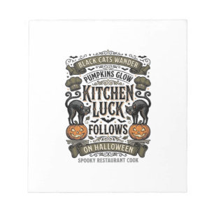 Halloween-Kochen-Shirt Vintage-Schwarze Katze Kürb Notizblock