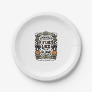 Halloween-Kochen-Shirt Vintage-Schwarze Katze Kürb Pappteller
