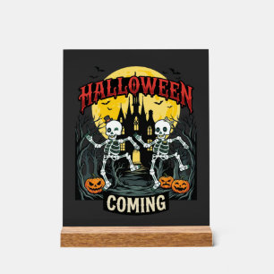 Halloween Kommende Tanzende Skelette Schloss Kürbi Acrylschild