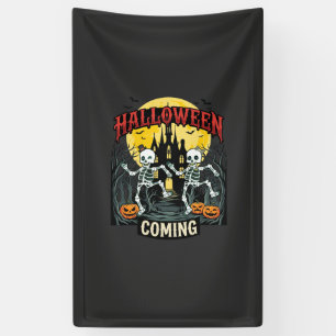 Halloween Kommende Tanzende Skelette Schloss Kürbi Banner