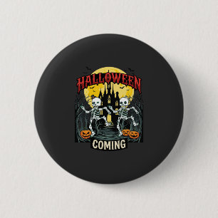 Halloween Kommende Tanzende Skelette Schloss Kürbi Button