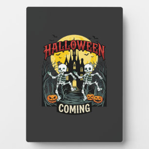 Halloween Kommende Tanzende Skelette Schloss Kürbi Fotoplatte