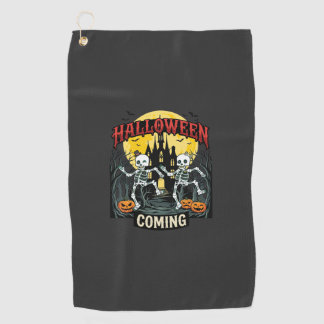 Halloween Kommende Tanzende Skelette Schloss Kürbi Golfhandtuch