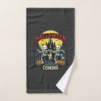Halloween Kommende Tanzende Skelette Schloss Kürbi Handtuch