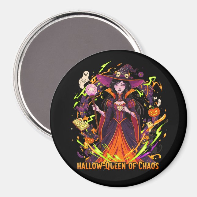 Halloween-Königin des Chaos – Halloween Magnet (Vorderseite/Rückseite)