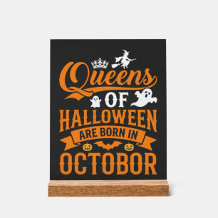 Halloween Königinnen im Oktober geboren Vintage-Ty Acrylschild