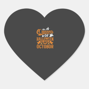 Halloween Königinnen im Oktober geboren Vintage-Ty Herz-Aufkleber