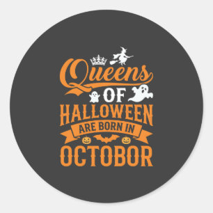 Halloween Königinnen im Oktober geboren Vintage-Ty Runder Aufkleber