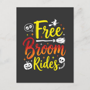 Halloween Kostenlose Besenfahrten Hexe Grafik Postkarte