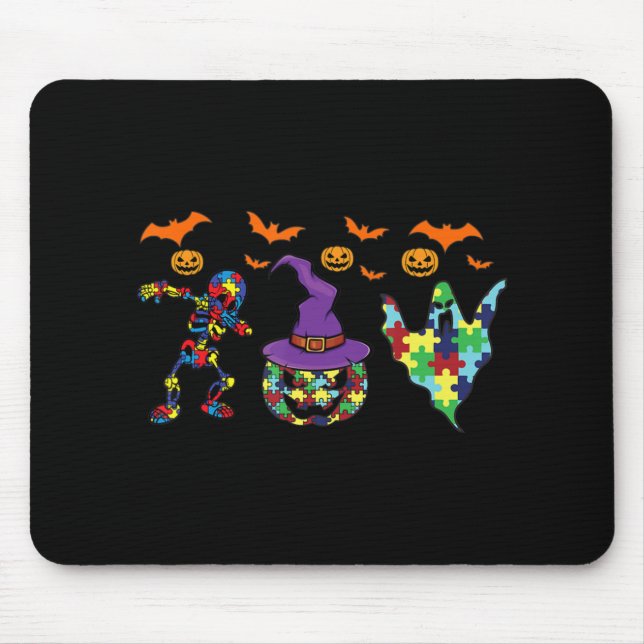 Halloween Kostüm Autism Awareness Pumpkin Witch P Mousepad (Vorne)
