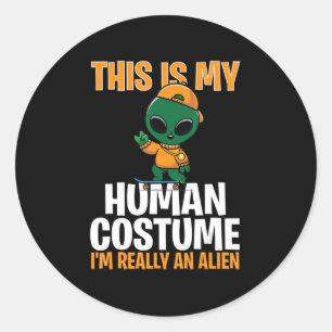 Halloween-Kostüm Das ist mein menschliches Kostüm, Runder Aufkleber