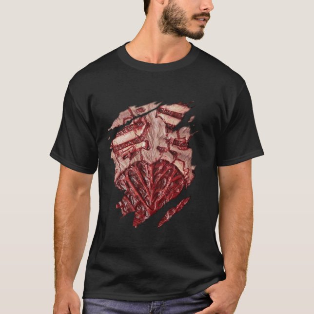 Halloween-Kostüm der Zombie-Brust T-Shirt (Vorderseite)