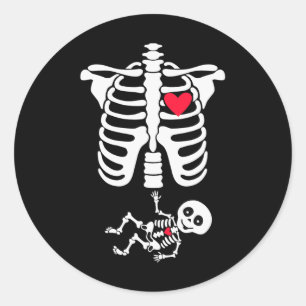 Halloween-Kostüm für schwangere Mama als Skelett Runder Aufkleber