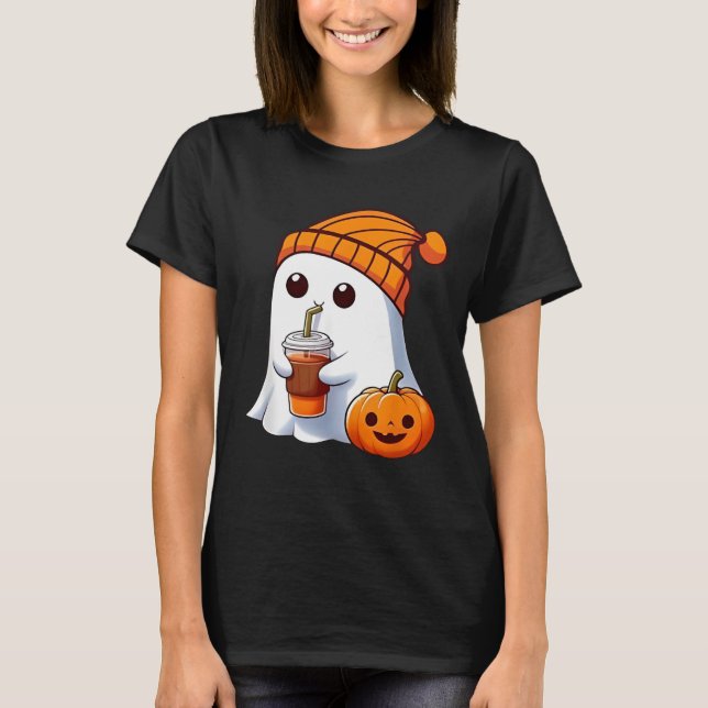 Halloween Kostüm Geist trinken Kürbis Männer Fraue T-Shirt (Vorderseite)