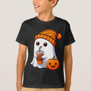 Halloween-Kostüm Geist trinkt Kürbis Männer Frauen T-Shirt
