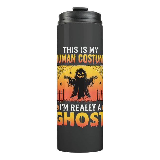 Halloween-Kostüm Geist Vintage Thermosbecher (Vorderseite)
