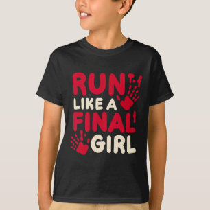 Halloween-Kostüm läuft wie ein letztes Girl-Horr T-Shirt