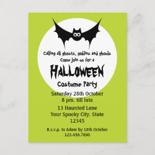 Halloween-Kostüm-Party Einladungspostkarte