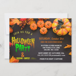 Halloween-Kostüm-Party-Schwarz-Orange Einladung