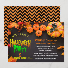 Halloween-Kostüm-Party-Schwarz-Orange Einladung