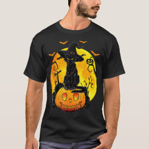 Halloween-Kostüm schwarze Katze Kürbis unheimliche T-Shirt