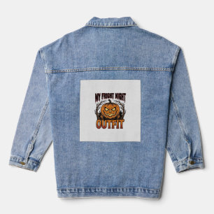 Halloween-Kostüm-Shirt Gruseliger Kürbis-Outfit_1 Jeansjacke